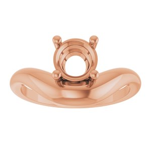 14K Rose Gold 6.5 mm Round Solitaire Ring Mounting – image 6