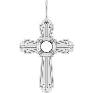Sterling Silver 5.2 mm Round Cross Pendant Mounting – image 2