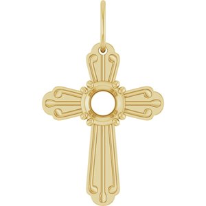10K Yellow Gold 5.2 mm Round Cross Pendant Mounting – image 2