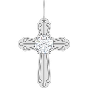 Sterling Silver 5.2 mm Round Cross Pendant Mounting