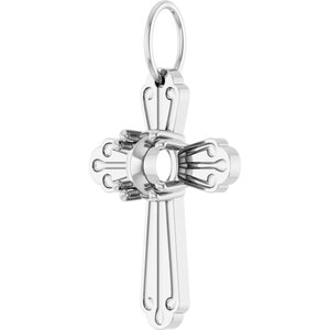 14K White Gold 5.2 mm Round Cross Pendant Mounting – image 4