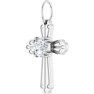 14K White Gold 1/2 CT Natural Diamond Cross Pendant – image 2