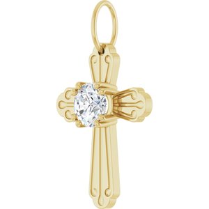 10K Yellow Gold 5.2 mm Round Cross Pendant Mounting – image 3