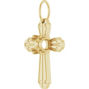 10K Yellow Gold 5.2 mm Round Cross Pendant Mounting – image 4