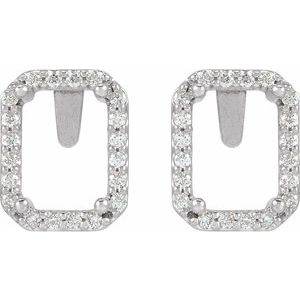 14K White Gold 7x5 mm Emerald 1/6 CTW Natural Diamond Semi-Set Halo-Style Earrings – image 2