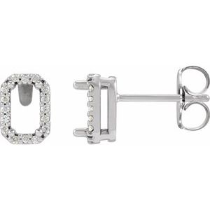 Platinum 5x3 mm Emerald .07 CTW Natural Diamond Semi-Set Halo-Style Earrings