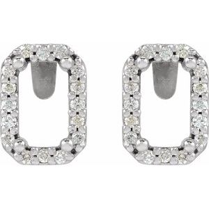 Platinum 5x3 mm Emerald .07 CTW Natural Diamond Semi-Set Halo-Style Earrings – image 2