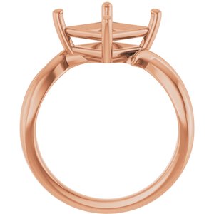 18K Rose Gold 8x8 mm Square Ring Mounting – image 4