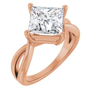 18K Rose Gold 8x8 mm Square Ring Mounting