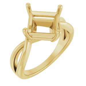 14K Yellow Gold 8x8 mm Square Ring Mounting – image 2
