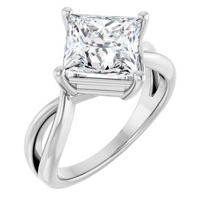Sterling Silver 8x8 mm Square Ring Mounting