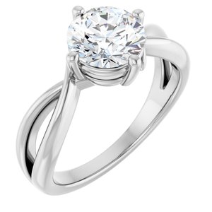 18K White Gold 7.4 mm Round Ring Mounting