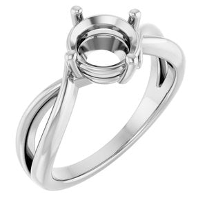 10K White Gold 7.4 mm Round Ring Mounting – image 2
