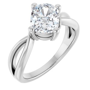 14K White Gold 8.54x6.44 mm Elongated Cushion Ring Mounting