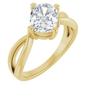 18K Yellow Gold 8.54x6.44 mm Elongated Cushion Ring Mounting