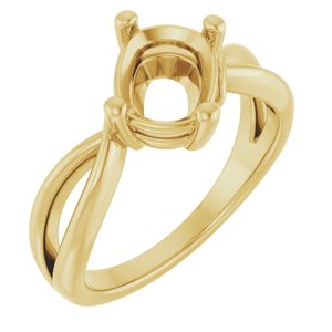 18K Yellow Gold 8.54x6.44 mm Elongated Cushion Ring Mounting – image 2