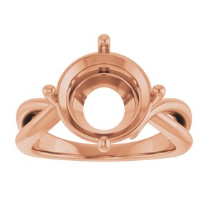 14K Rose Gold 11 mm Round Ring Mounting – image 6