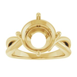 14K Yellow Gold 11 mm Round Ring Mounting – image 6