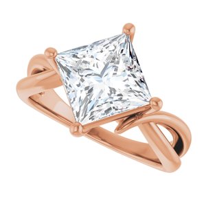 14K Rose Gold 8x8 mm Square Ring Mounting – image 8