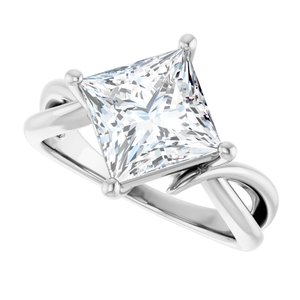 14K White Gold 8x8 mm Square Ring Mounting – image 8