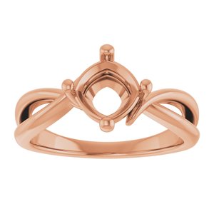 14K Rose Gold 6.5x6.5 mm Cushion Ring Mounting – image 6
