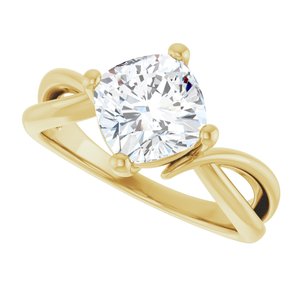 10K Yellow Gold 7.5x7.5 mm Cushion Ring Mounting – image 8