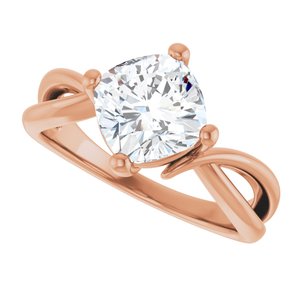 18K Rose Gold 7.5x7.5 mm Cushion Ring Mounting – image 8