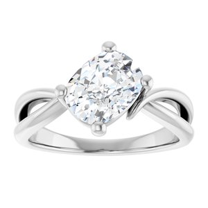 18K White Gold 8.54x6.44 mm Elongated Cushion Ring Mounting – image 5