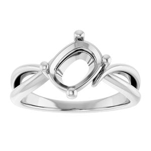 14K X1 White Gold 8.54x6.44 mm Elongated Cushion Ring Mounting – image 6