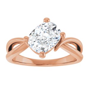 18K Rose Gold 8.54x6.44 mm Elongated Cushion Ring Mounting – image 5