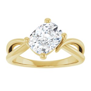 18K Yellow Gold 8.54x6.44 mm Elongated Cushion Ring Mounting – image 5