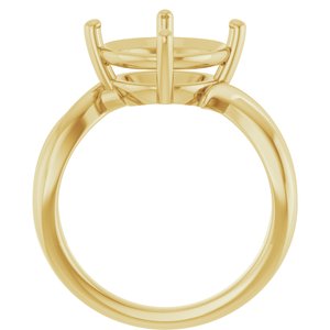 14K Yellow Gold 11 mm Round Ring Mounting – image 4