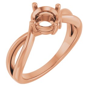 14K Rose Gold 6.5 mm Round Ring Mounting – image 2