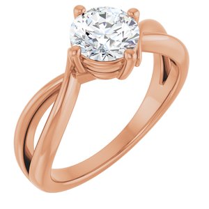 18K Rose Gold 6.5 mm Round Ring Mounting