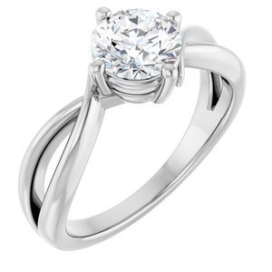10K White Gold 6.5 mm Round Ring Mounting