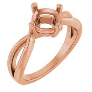 14K Rose Gold 6.5x6.5 mm Cushion Ring Mounting – image 2