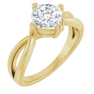 10K Yellow Gold 6.5x6.5 mm Cushion Ring Mounting