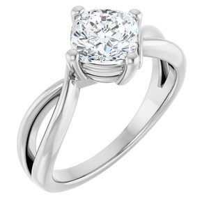 Sterling Silver 6.5x6.5 mm Cushion Ring Mounting
