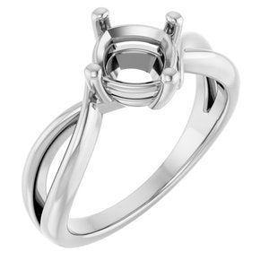 14K White Gold 6.5x6.5 mm Cushion Ring Mounting – image 2