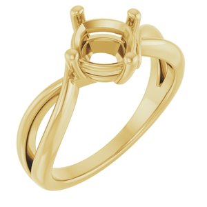 14K Yellow Gold 6.5x6.5 mm Cushion Ring Mounting – image 2
