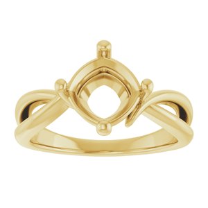 18K Yellow Gold 7.5x7.5 mm Cushion Ring Mounting – image 6