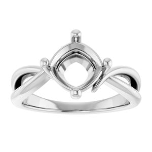 10K White Gold 7.5x7.5 mm Cushion Ring Mounting – image 6