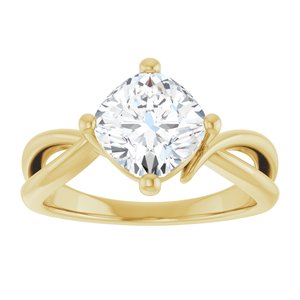 10K Yellow Gold 7.5x7.5 mm Cushion Ring Mounting – image 5