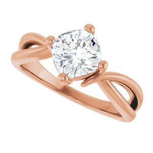 10K Rose Gold 6.5x6.5 mm Cushion Ring Mounting – image 8