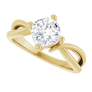 18K Yellow Gold 6.5x6.5 mm Cushion Ring Mounting – image 8
