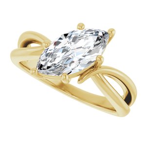 18K Yellow Gold 12x6 mm Marquise Ring Mounting – image 8