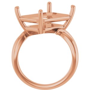 10K Rose Gold 16x12 mm Emerald Ring Mounting – image 4