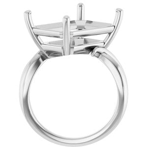 14K X1 White Gold 16x12 mm Emerald Ring Mounting – image 4