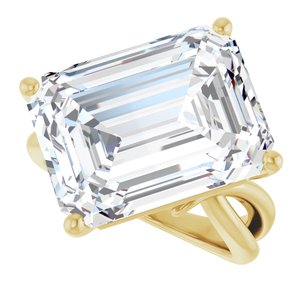 18K Yellow Gold 16x12 mm Emerald Ring Mounting – image 8