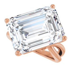 14K Rose Gold 16x12 mm Emerald Ring Mounting – image 8